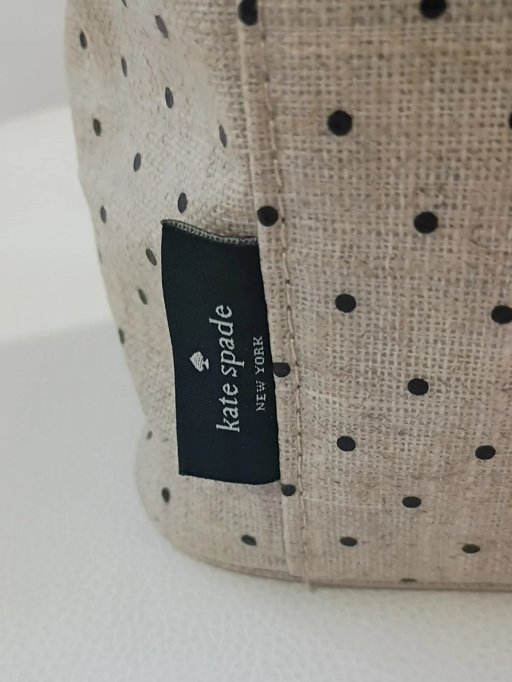 kate spade Beige Polka Dot Insulated Lunch Tote with Gold Zipper